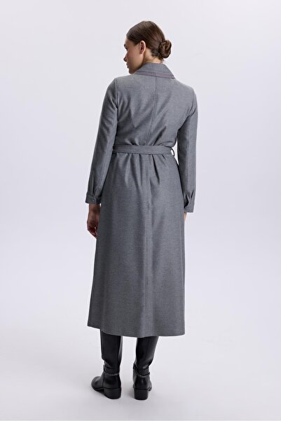 Zühre Shirt Collar Pocket Detailed Gray Topcoat 13579