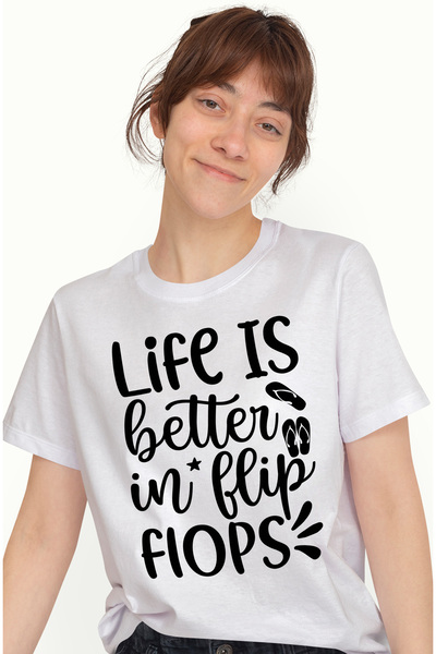 StoryGift Romania Tricou Femei cu mesajul "Life is better in blip flops" - vi...