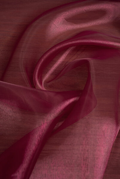 Kumaş Deposu Cam Organze Vişne Rengi Kumaş