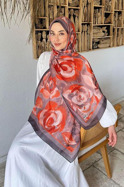 lamelif Flower Pattern Cotton Shawl Anthracite