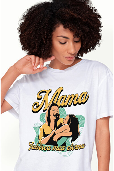StoryGift Romania Tricou Femei Mama este iubirea mea eterna familie cu imprim...