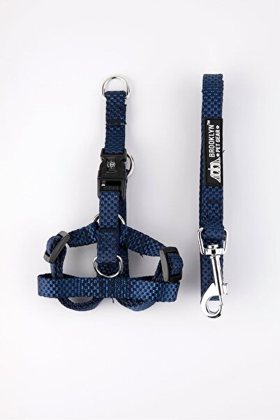Brooklyn Pet Gear مجموعة أحزمة وسلاسل، باللونين الأزرق والأسود