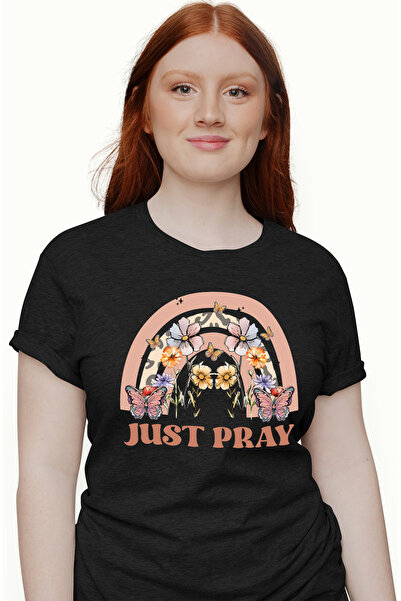 StoryGift Romania Tricou Femei cu mesajul "Just pray", religie, ilustratie, c...