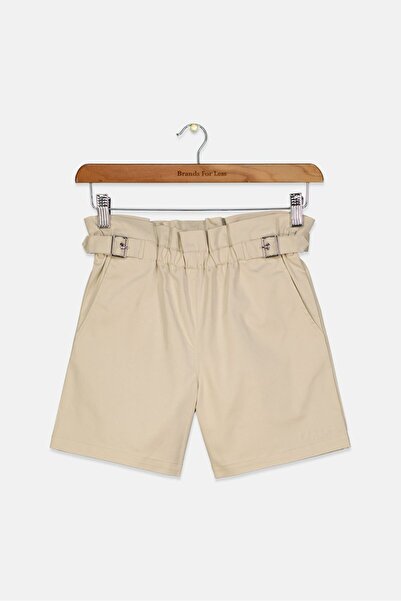 Byblos Kid Girls Elastic Plain Shorts, Beige