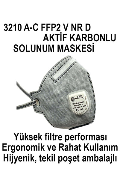 ATA İŞ GÜVENLİĞİ LDR FFP2 NR V 3210 AC Aktif Karbonlu Solunum Maskesi 15'li P...