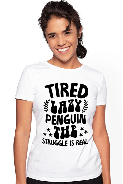 StoryGift Romania Tricou Femei cu mesajul "Pinguin lenes si obosit, efortul e...