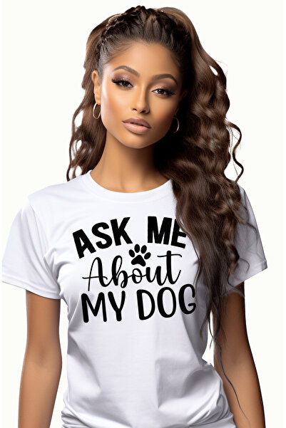 StoryGift Romania Tricou Femei cu labuta si mesajul "Ask me about my dog" - i...