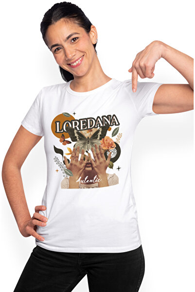 StoryGift Romania Tricou Femei Cu Numele Loredana, Colaj Fata, Fluture, Flori...
