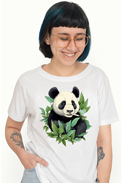 StoryGift Romania Tricou Femei Cu Urs Panda, Frunze, Fum, Tigara, Natura, Ani...
