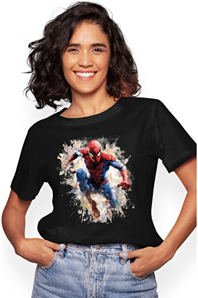 StoryGift Romania Tricou Femei Cu Supereroi, Marvel, Omul Paianjen, Peter Parker, Avengers, Multic BLK_XL