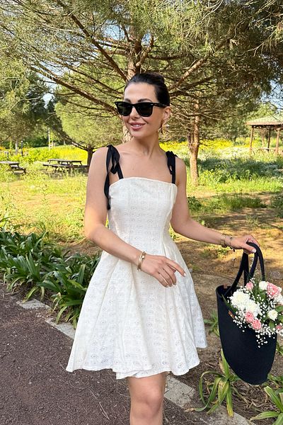 Seda Yalçın Atelier Beige Shoulder Lace Mini Dress