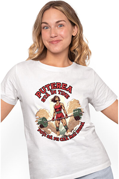 StoryGift Romania Tricou Femei Femeie puternica motivational puterea sta in t...