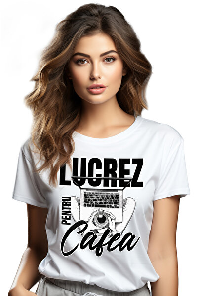 StoryGift Romania Tricou Femei Lucrez pentru cafea computer laptop energie cu...