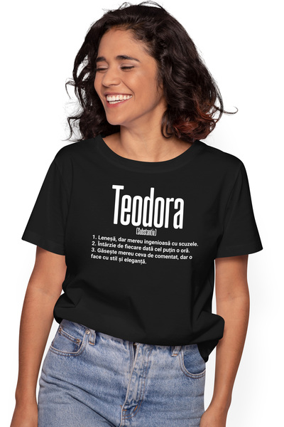 StoryGift Romania Tricou Femei Cu Numele Teodora, si Mesaj Amuzant, Lenesa, M...