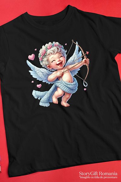 StoryGift Romania Tricou Femei cu o pisica speriata, uimita, ilustratie, pictura celebra, mare, ap BLK_L