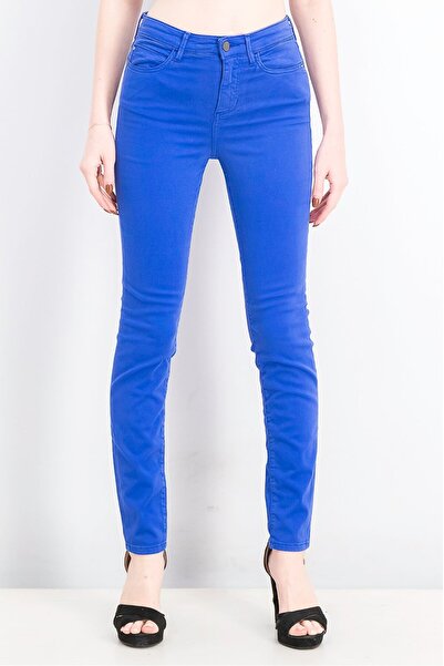 Guess Women Textured Skinny High Pants, Blue