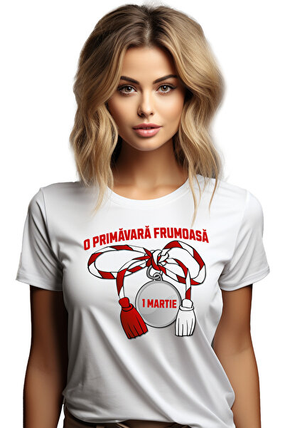 StoryGift Romania Tricou Femei o primavara frumoasa snur martisor cu noroc cu...