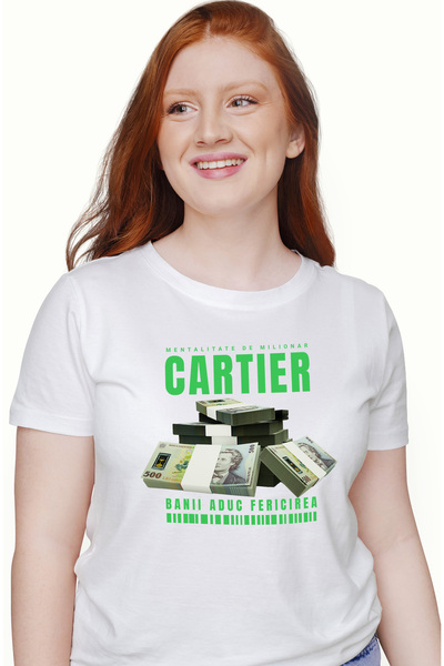 StoryGift Romania Tricou Femei - Banii Aduc Fericirea, Cu Imprimeu Pe Fata, 1...