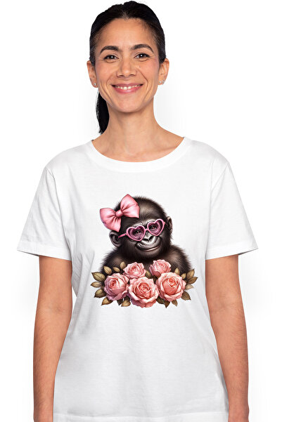 StoryGift Romania Tricou Femei cu o gorila, ilustratie, ochelari in forma de ...