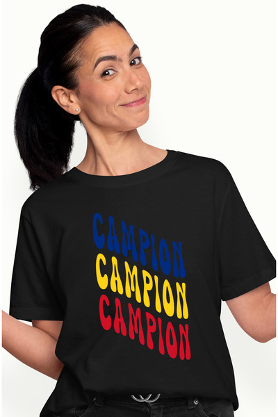 StoryGift Romania Tricou Femei Cuvantul Campion, in Culorile Steagului Romani...