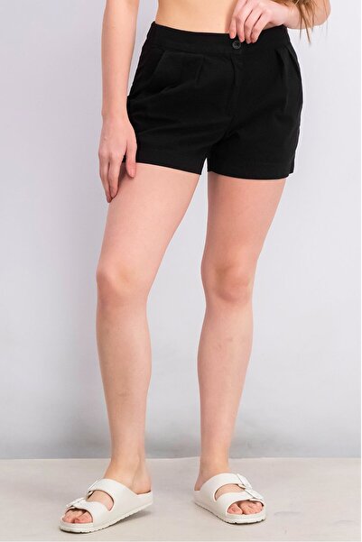 French Connection Women 3 Pocket Pull,On Pleated Plain Shorts, Black