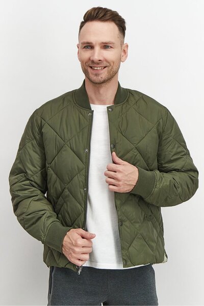 LUCKY BRAND جاكيت بومبر مبطن للرجال، زيتوني