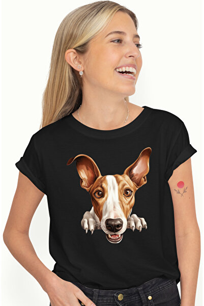 StoryGift Romania Tricou Femei cu un catel care priveste surprins, ilustratie...