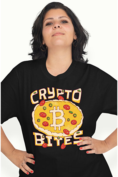 StoryGift Romania Tricou Femei Cu Pizza Cu Bitcoin, Crypto Bites, Monede Virt...