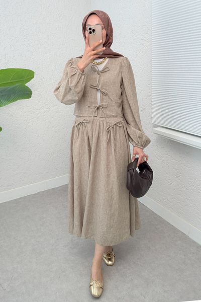 Salih Çelebi Rope Laced Skirt Combination 2299 - Brown