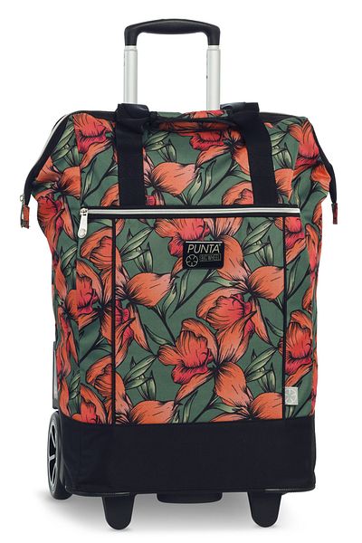 Punta Shopping Bag With Wheels F10303, 62 X 38 X 28 Cm, 40 L, Green/Orange