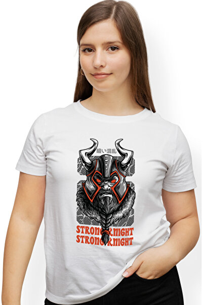 StoryGift Romania Tricou Femei Cu Portret Barbat Razboinic Cu Cascheta DE Viking Si Barba Lunga, T WHT_XS