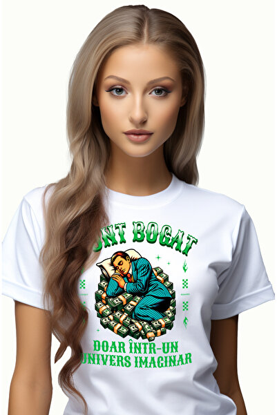 StoryGift Romania Tricou Femei Barbat Doarme pe Teanc de Bancnote Text Sunt B...