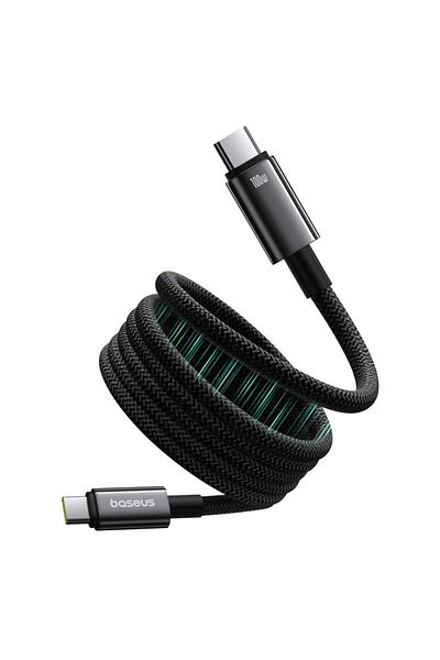 Baseus Baseus Tungsten Gold Magnetic Type-C to Type-C Cable, 100W PD, 5A Fast Charge, Braided, 1M – Black