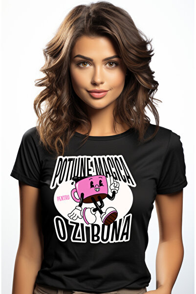 StoryGift Romania Tricou Femei cana de cafea potiune magica pentru o zi buna ...