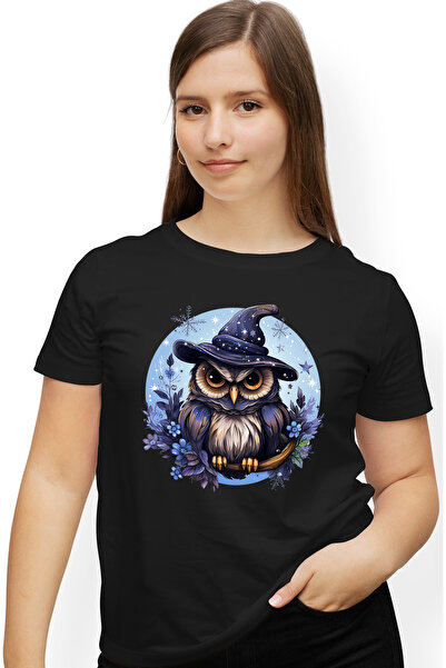 StoryGift Romania Tricou Femei cu o bufnita iritata cu palarie de vrajitoare,...