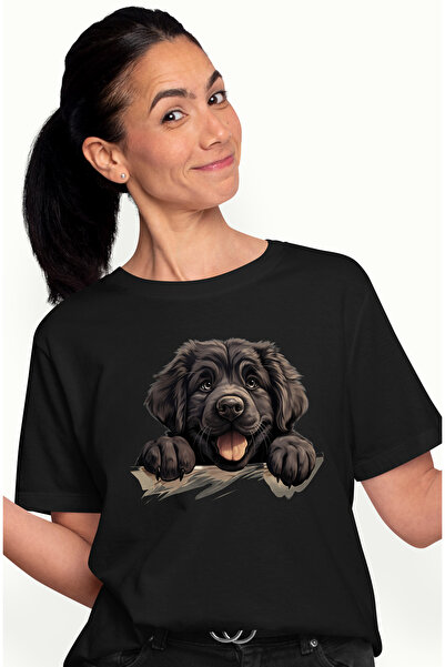 StoryGift Romania Tricou Femei cu un catel energic, ilustratie, blanos, cu ch...