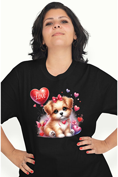 StoryGift Romania Tricou Femei cu o catelusa cu funda in cap si cu zgarda in ...