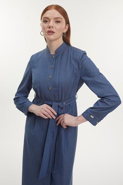 Zühre Παλτό Indigo με ζώνη Judge Collar 13803
