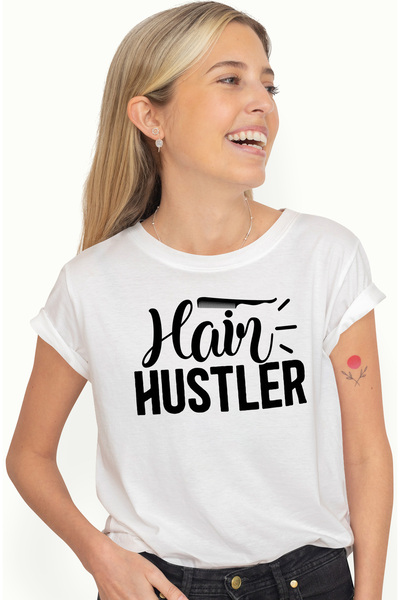 StoryGift Romania Tricou Femei cu mesajul in limba engleza "Hair hustler" - p...