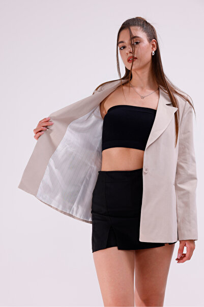 LA PANTE Κρεμ μπλέιζερ με επένδυση εσωτερικά