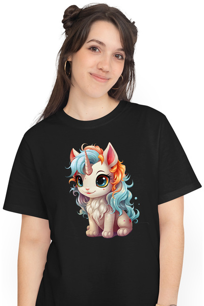 StoryGift Romania Tricou Femei cu un unicorn vesel, ilustratie, zambet, feric...