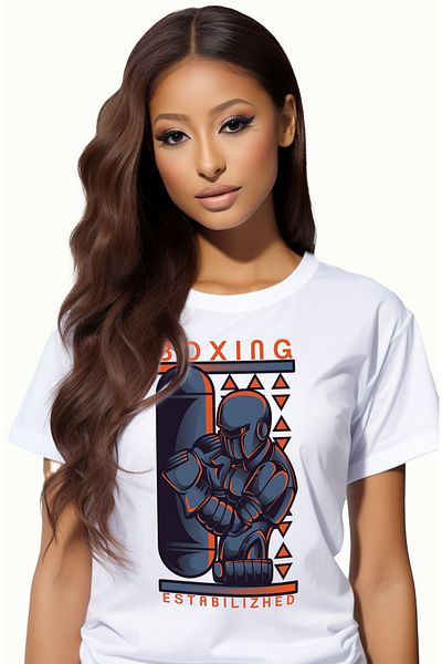 StoryGift Romania Tricou Femei Cu Text In Engleza Boxing Estabilizhed, Robot Din Metal antrenament WHT_XS