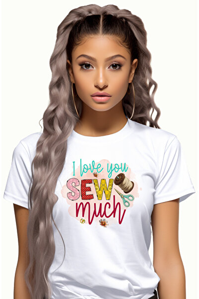StoryGift Romania Tricou Femei cu mesajul "I love you sew much", profesie, il...