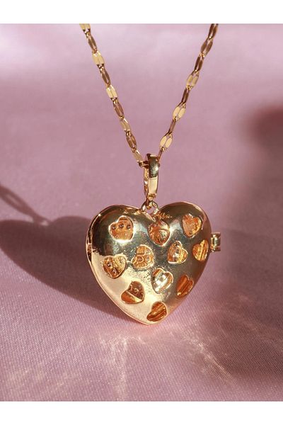 Reorah Collection Heart Letter Locket Steel Necklace-Letter Y