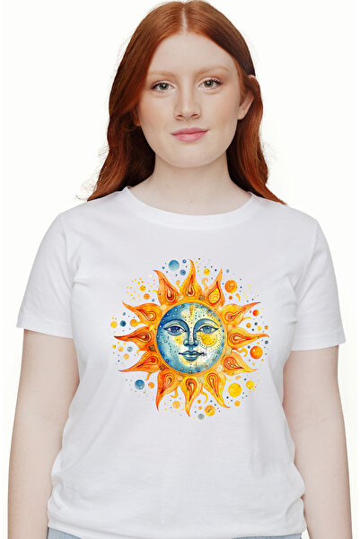 StoryGift Romania Tricou Femei cu soarele, astre, stilul hippie, cultura, ilu...