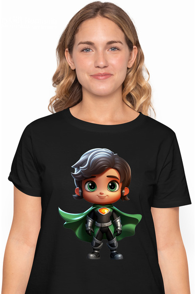 StoryGift Romania Tricou Femei cu o fata in costum de eroina, ilustratie, pel...