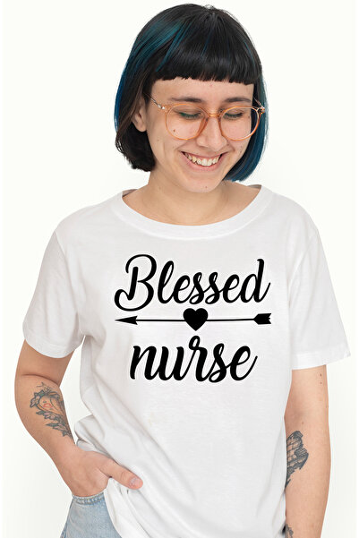StoryGift Romania Tricou Femei cu inimioara si textul in engleza "Blessed nur...