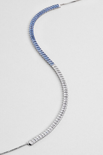 So CHIC... Renkli Baget 18 Ayar Beyaz Altın Kaplama Ayarlanabilir Gümüş Choker Kolye