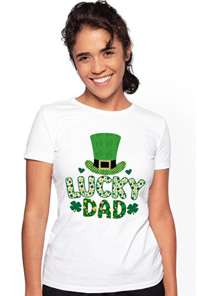 StoryGift Romania Tricou Femei cu mesajul "Lucky dad", ilustratie, motivation...