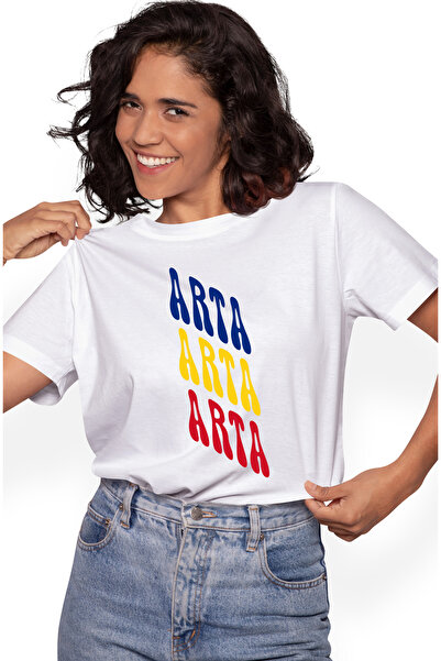 StoryGift Romania Tricou Femei Cuvantul Arta, in Culorile Steagului Romaniei,...